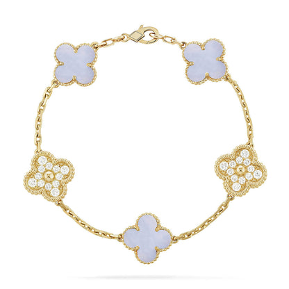 [Star Jewelry] CLOVER 5 MOTIF PURPLE CHALCEDONY BRACELET COLLECTION