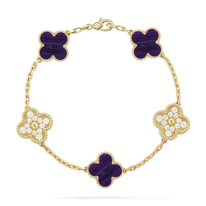 [Star Jewelry]CLOVER 5 MOTIF PURPLE STRIPES BRACELET COLLECTION