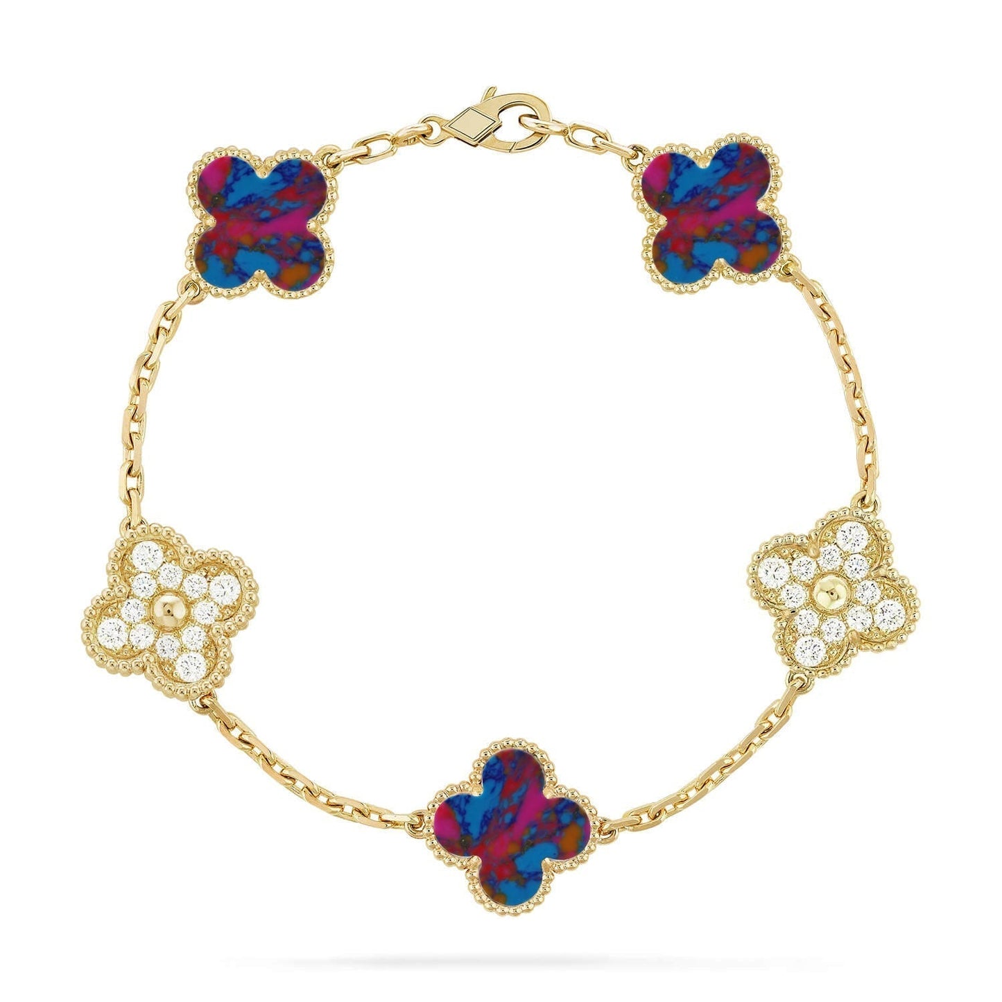 [Star Jewelry]CLOVER 5 MOTIF COLOR GEMSTONES BRACELET COLLECTION