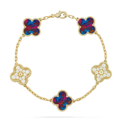 [Star Jewelry]CLOVER 5 MOTIF COLOR GEMSTONES BRACELET COLLECTION