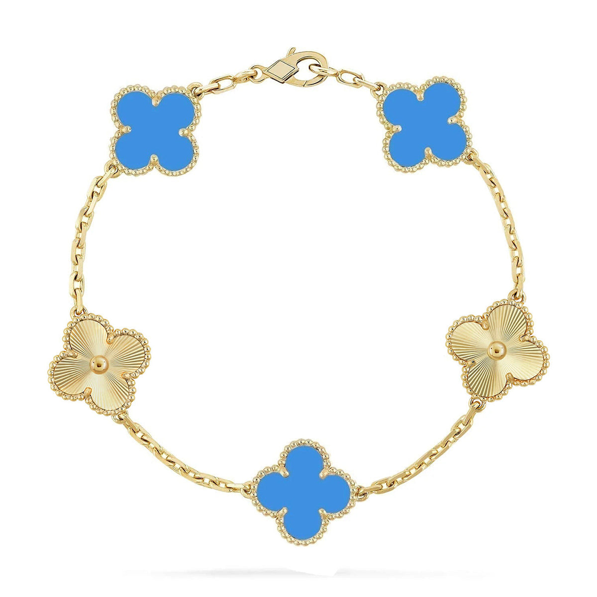 [Star Jewelry] CLOVER 5 MOTIF BLUE AGATE BRACELET COLLECTION