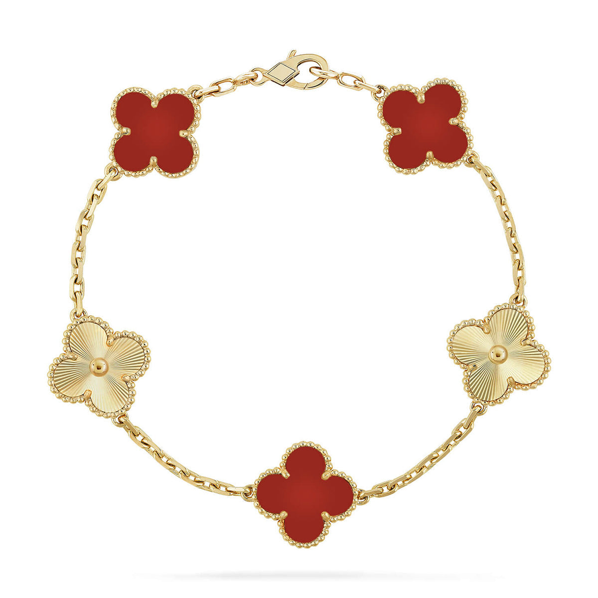 [Star Jewelry] CLOVER 5 MOTIF RED CORNELIAN BRACELET COLLECTION