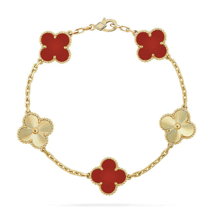 [Star Jewelry] CLOVER 5 MOTIF RED CORNELIAN BRACELET COLLECTION
