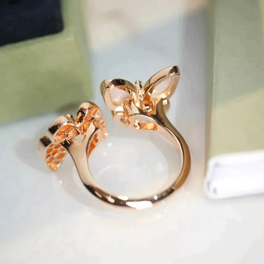 [Star Jewelry]TWIN BUTTERFLY DIAMOND MOP RING