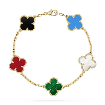[Star Jewelry]CLOVER 5 MOTIFS MULTICOLOR BRACELET