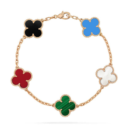 [Star Jewelry]CLOVER 5 MOTIFS MULTICOLOR BRACELET