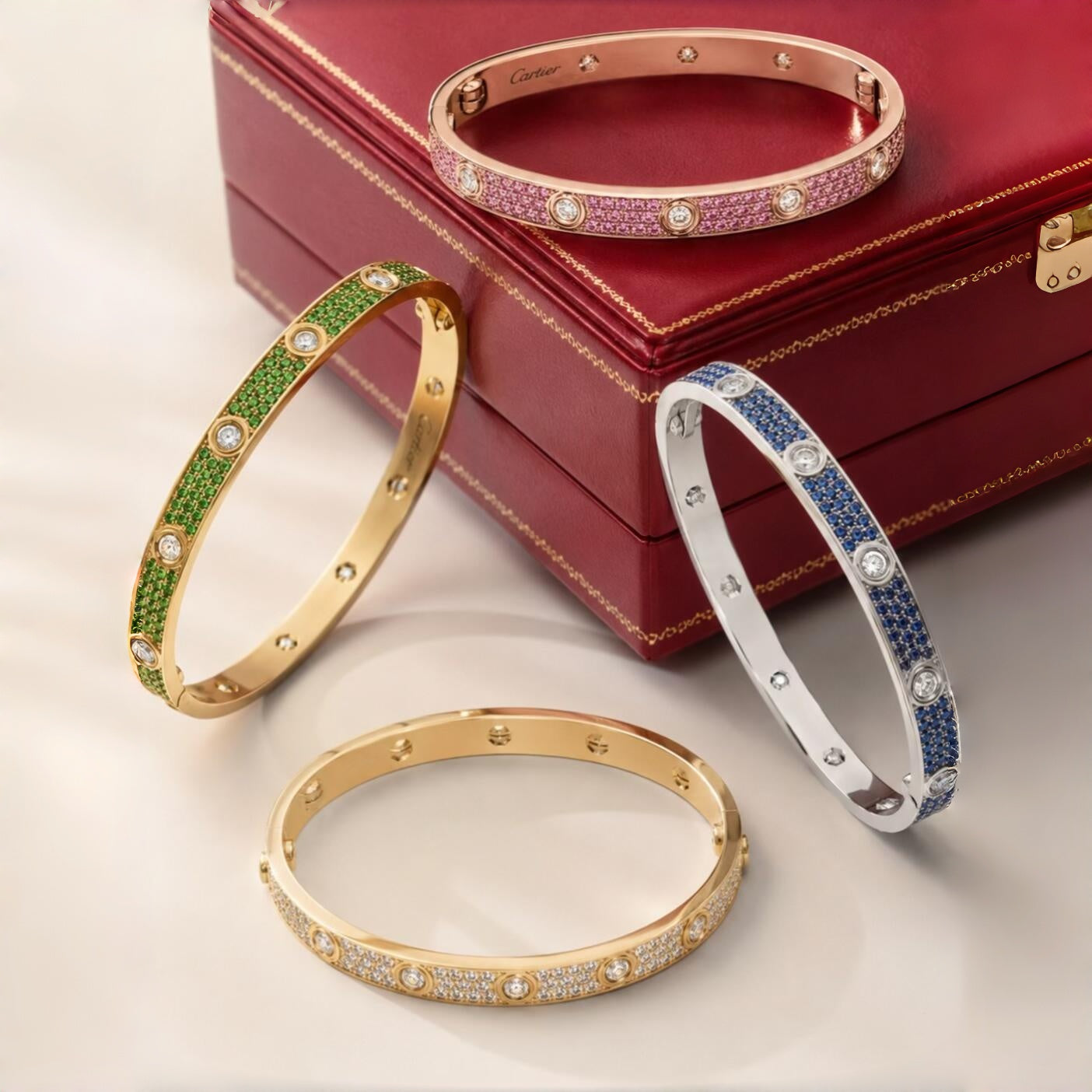 [✨Start💎]2026 PAVE GEMSTONE LOVE BRACELET 6.1MM 10 DIAMONDS