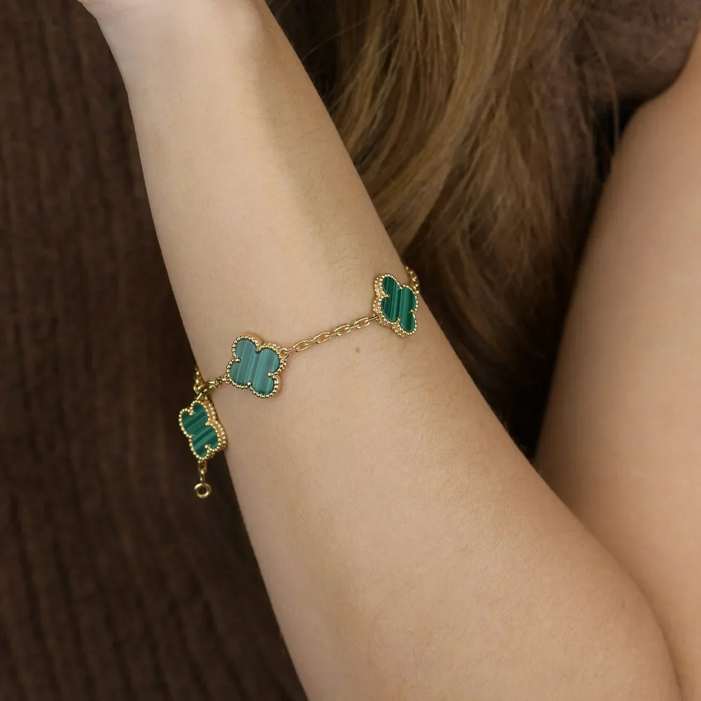 [Star Jewelry] CLOVER 5 MOTIF MALACHITE BRACELET COLLECTION