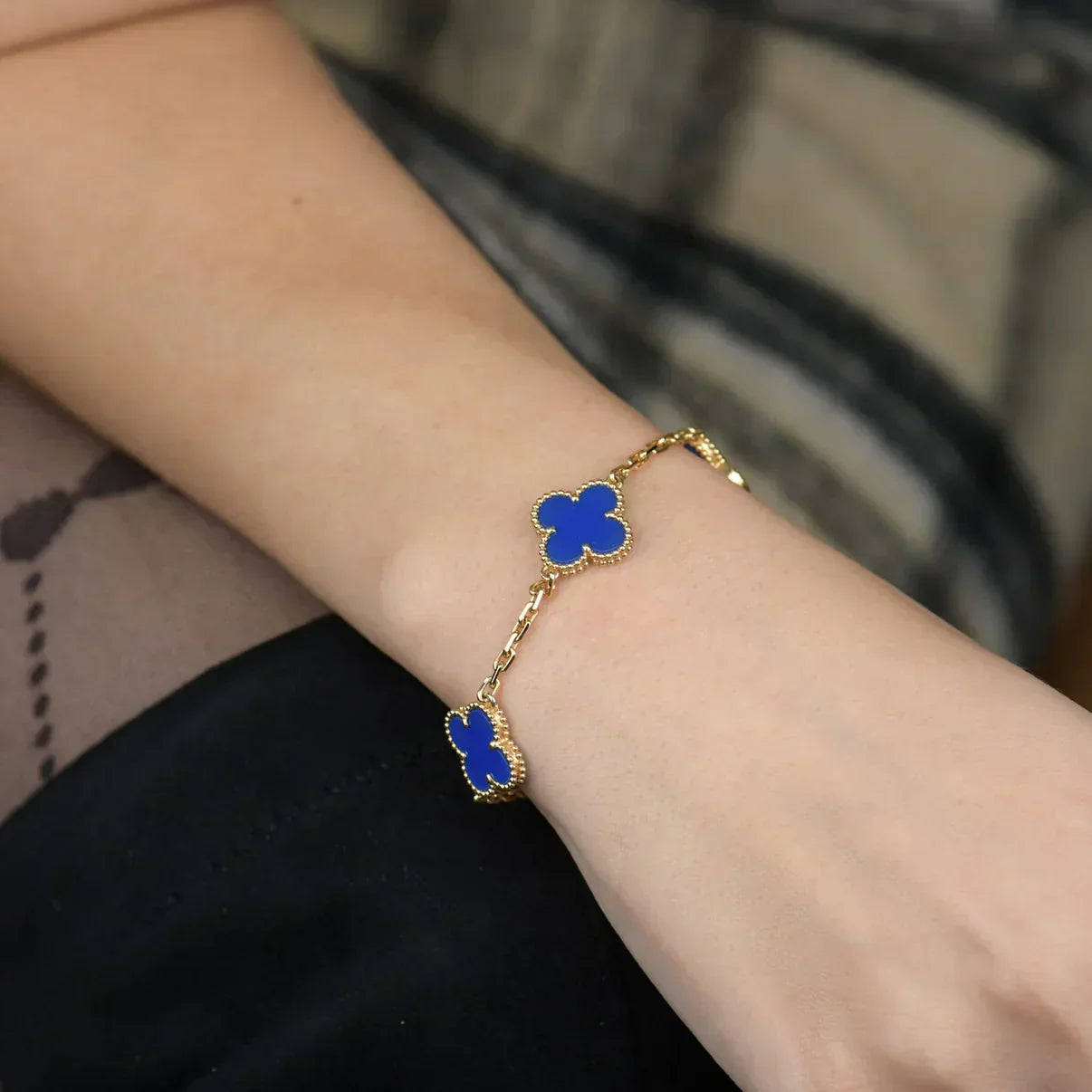 [Star Jewelry] CLOVER 5 MOTIF BLUE AGATE BRACELET COLLECTION