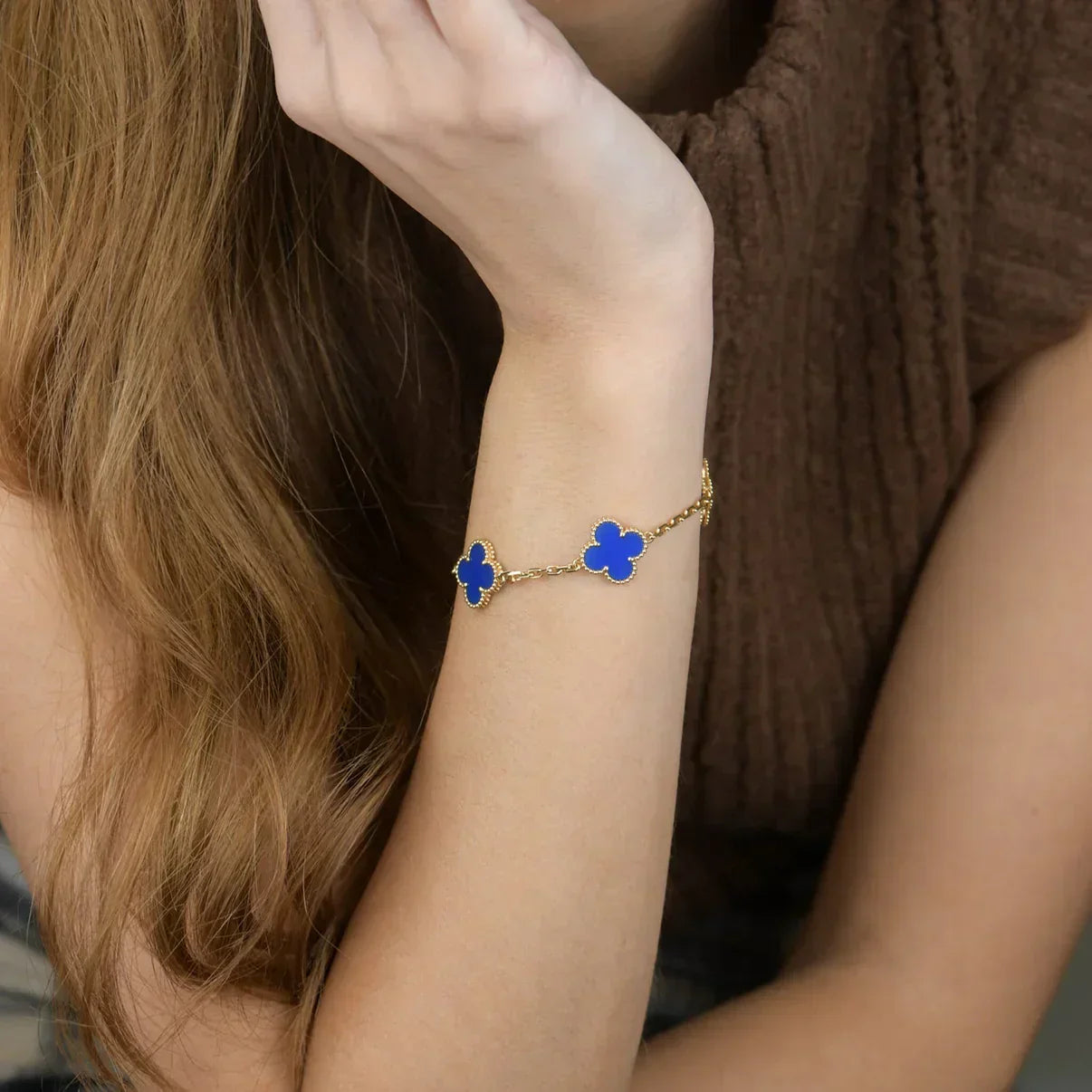 [Star Jewelry] CLOVER 5 MOTIF BLUE AGATE BRACELET COLLECTION
