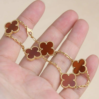 [Star Jewelry] CLOVER 5 MOTIF RED CORNELIAN BRACELET COLLECTION