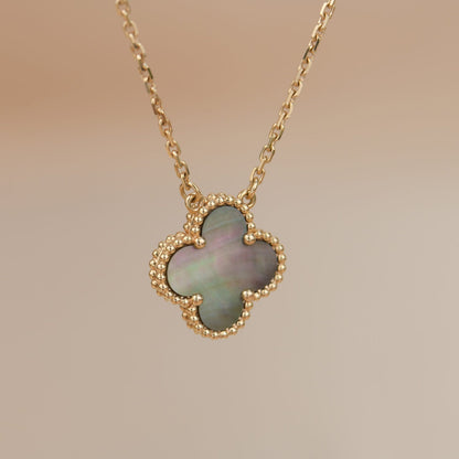 [Star Jewelry]CLOVER 15MM  GRAY MOTHER OF PEARL NECKLACE