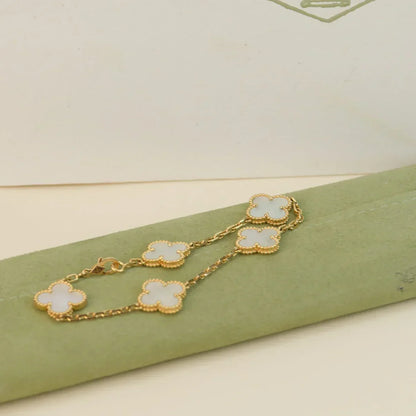 [Star Jewelry]CLOVER WHITE PEARL MOP 5 MOTIF BRACELET COLLECTION