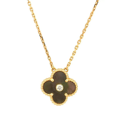 [Star Jewelry]CLOVER 15MM DIAMOND AND MOTHER-OF-GREY NECKLACE