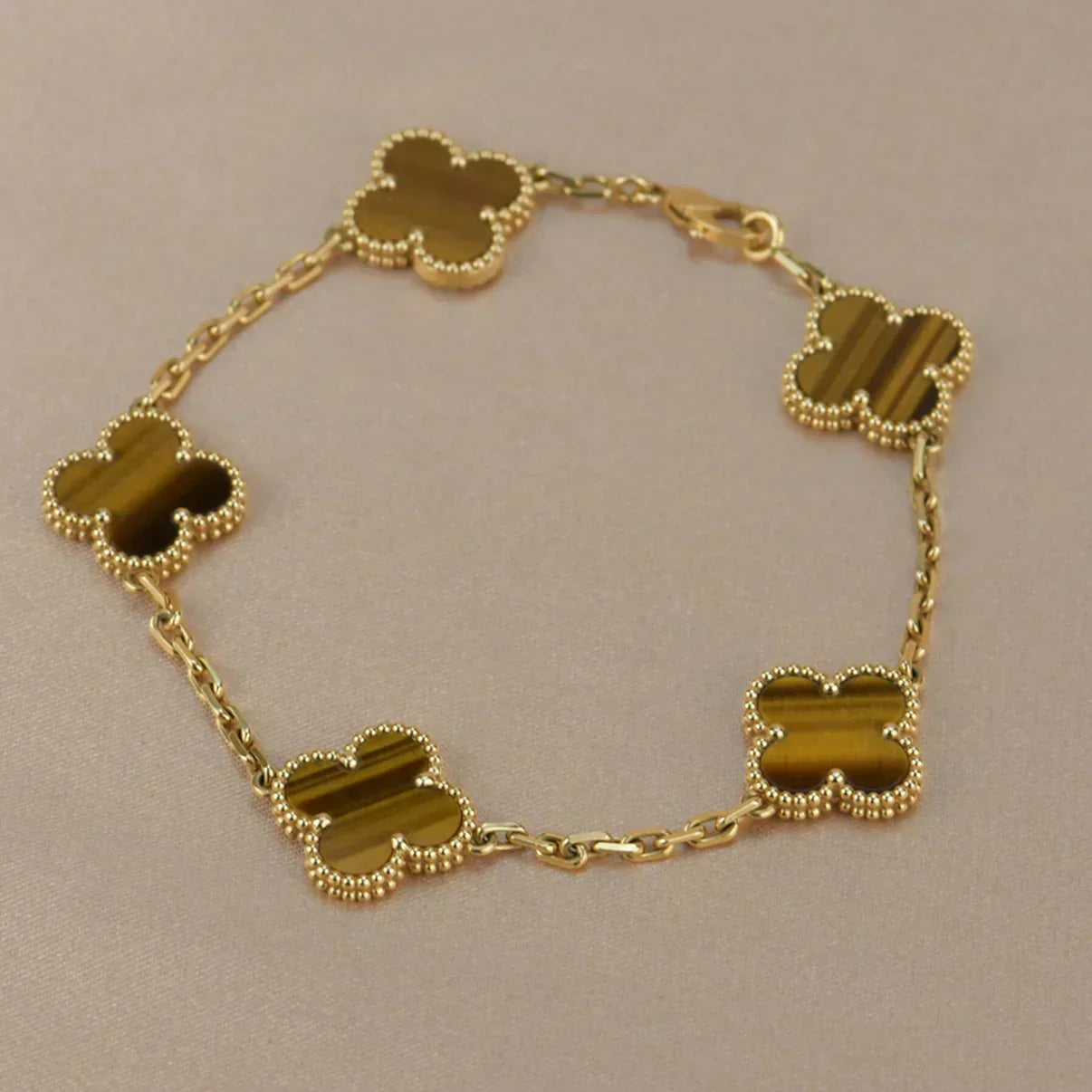 [Star Jewelry] CLOVER 5 MOTIFS TIGER EYE BRACELET COLLECTION