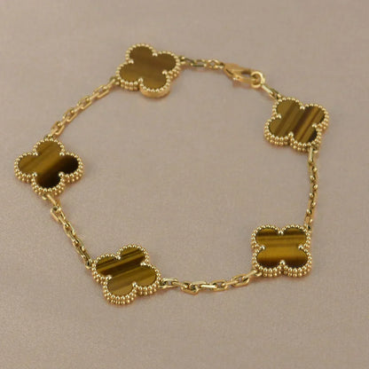 [Star Jewelry] CLOVER 5 MOTIFS TIGER EYE BRACELET COLLECTION