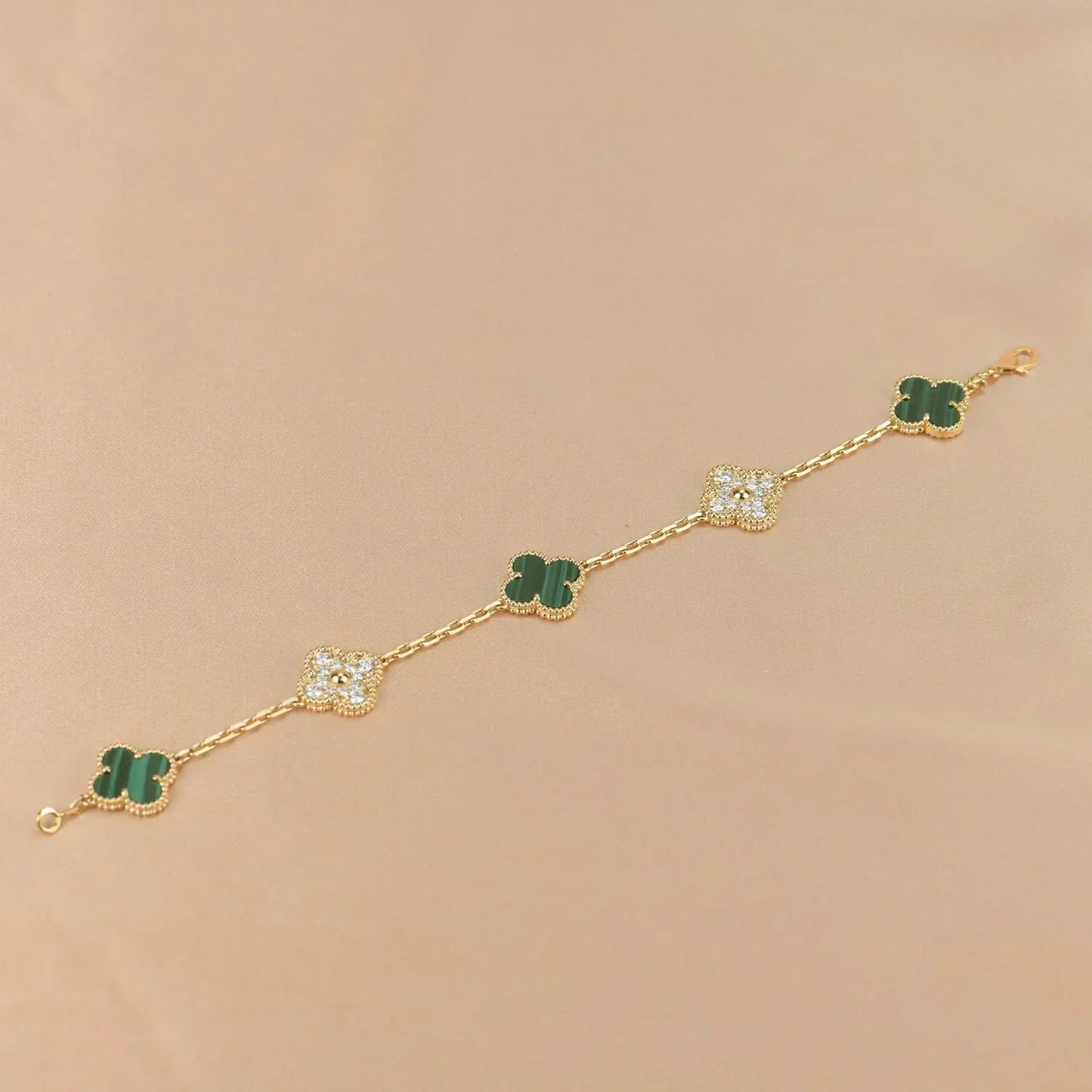 [Star Jewelry] CLOVER 5 MOTIF MALACHITE BRACELET COLLECTION