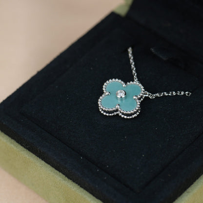 [Star Jewelry]CLOVER 15MM DIAMOND SVRES PORCELAIN  NECKLACE SILVER