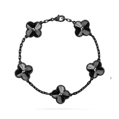 [Star Jewelry]CLOVER 5 MOTIF BLACK BRACELET