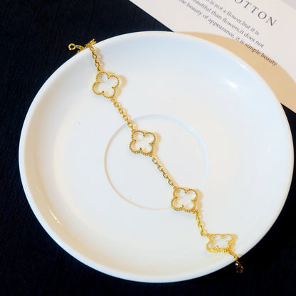[Star Jewelry]CLOVER 5 MOTIF ROCK CRYSTAL BRACELET