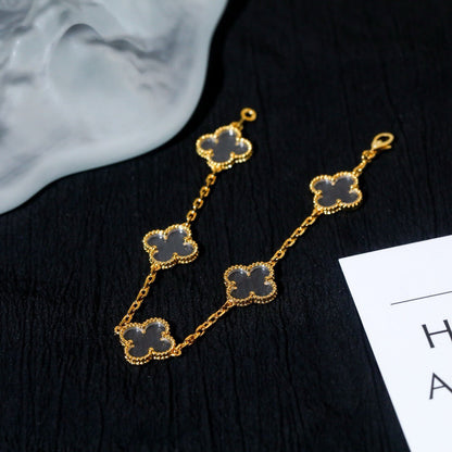 [Star Jewelry]CLOVER 5 MOTIF ROCK CRYSTAL BRACELET