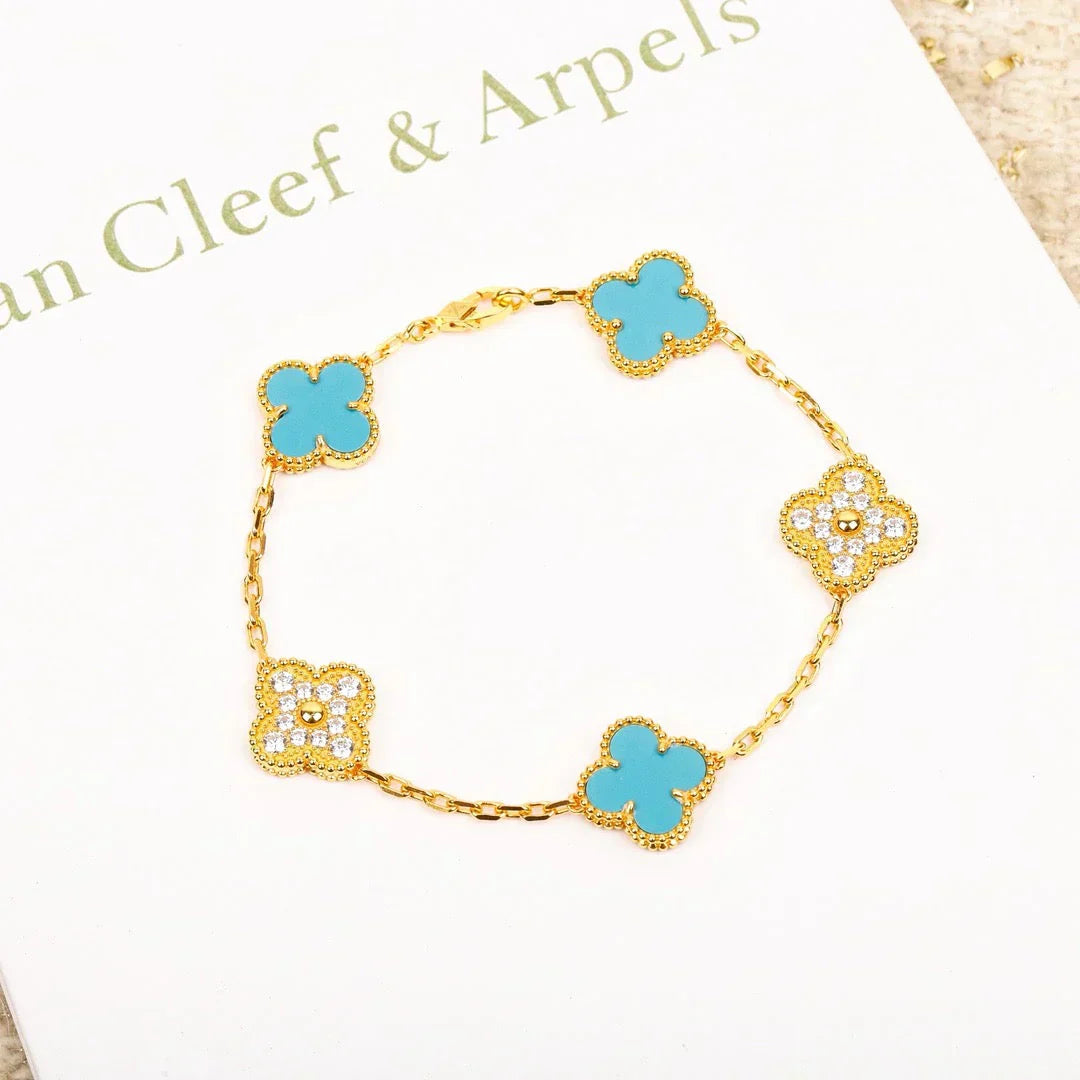 [Star Jewelry] CLOVER 5 MOTIF TURQUOISE BRACELET COLLECTION