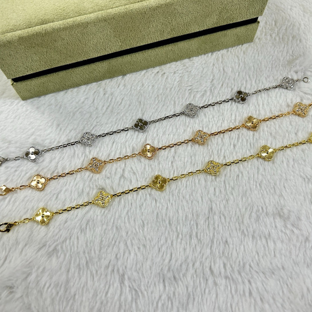 [Star Jewelry]CLOVER 6 MOTIF DIAMOND LASER BRACELET