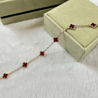 [Star Jewelry]CLOVER 6 MOTIF RED AGATE BRACELET