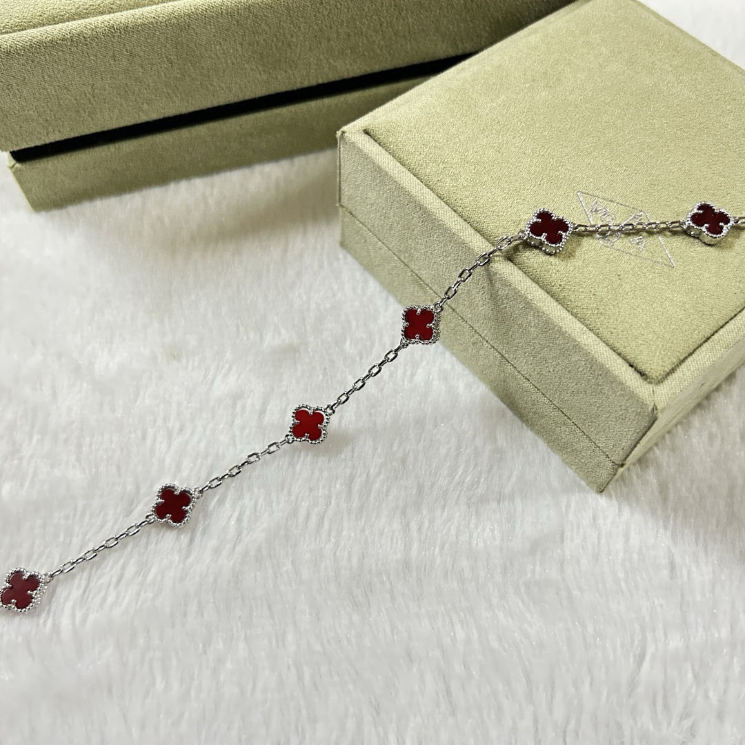 [Star Jewelry]CLOVER 6 MOTIF RED AGATE BRACELET