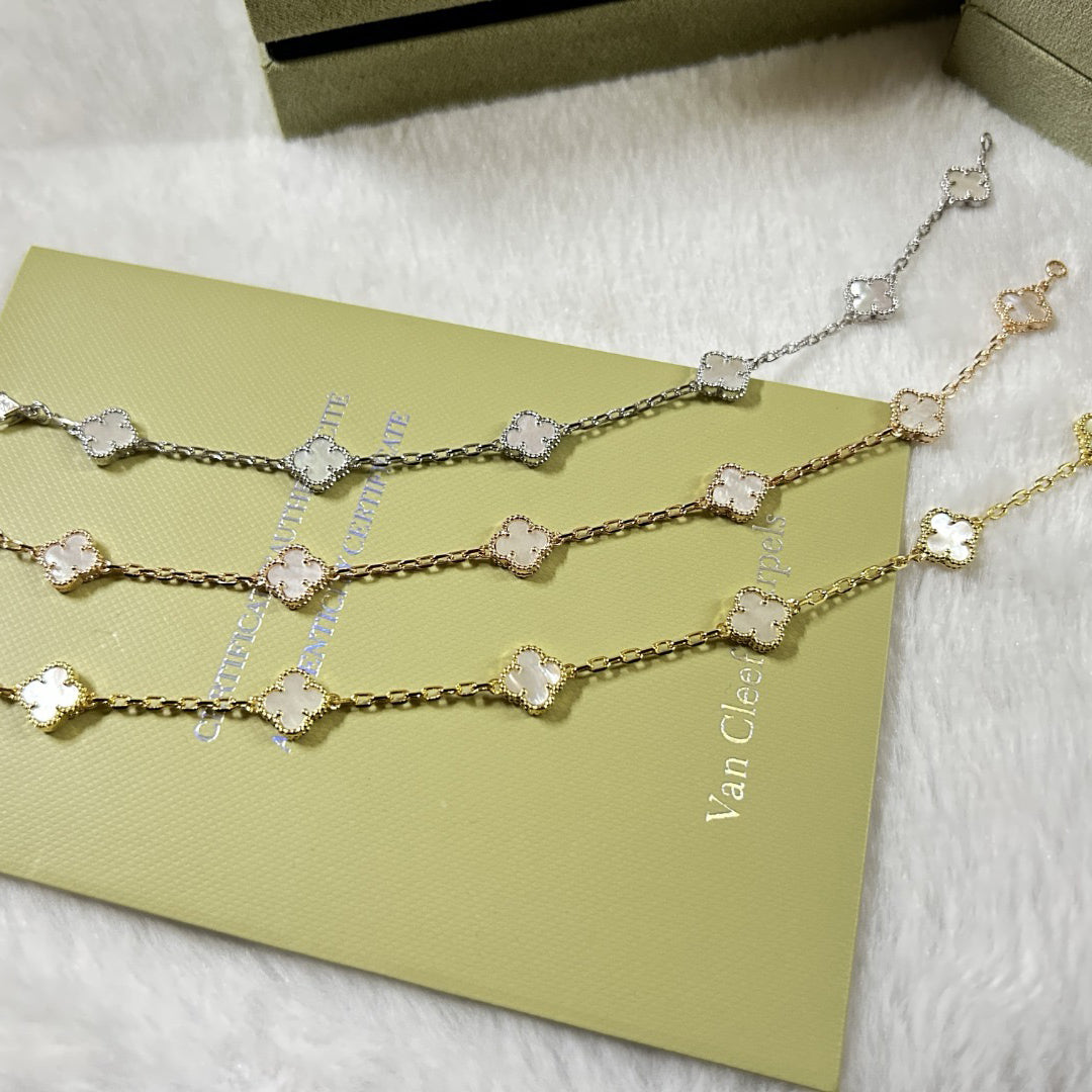 [Star Jewelry]CLOVER 6 MOTIF WHITE MOP BRACELET
