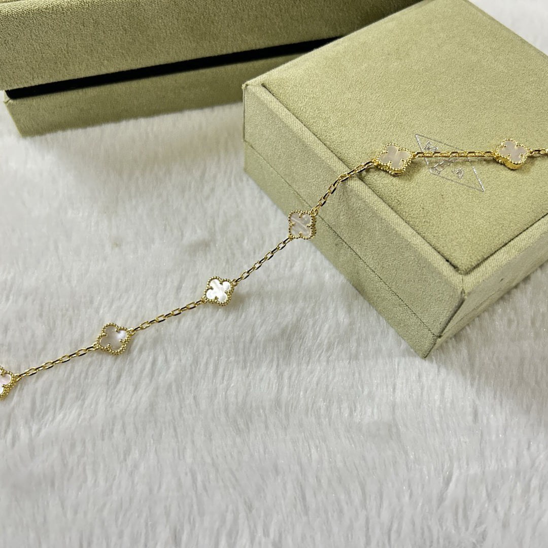 [Star Jewelry]CLOVER 6 MOTIF WHITE MOP BRACELET