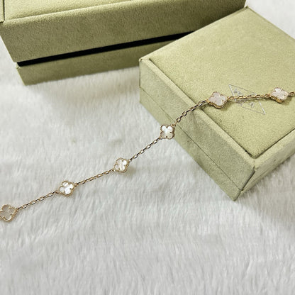 [Star Jewelry]CLOVER 6 MOTIF WHITE MOP BRACELET