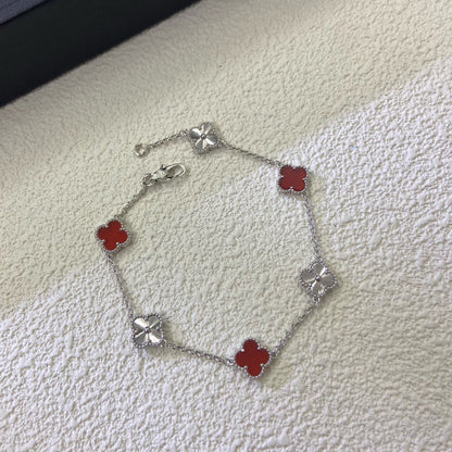 [Star Jewelry]CLOVER 6 MOTIF RED AGATE LASER BRACELET