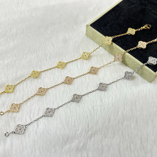 [Star Jewelry]CLOVER 6 MOTIF DIAMOND BRACELET