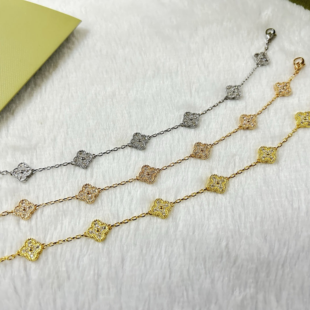 [Star Jewelry]CLOVER 6 MOTIF DIAMOND BRACELET