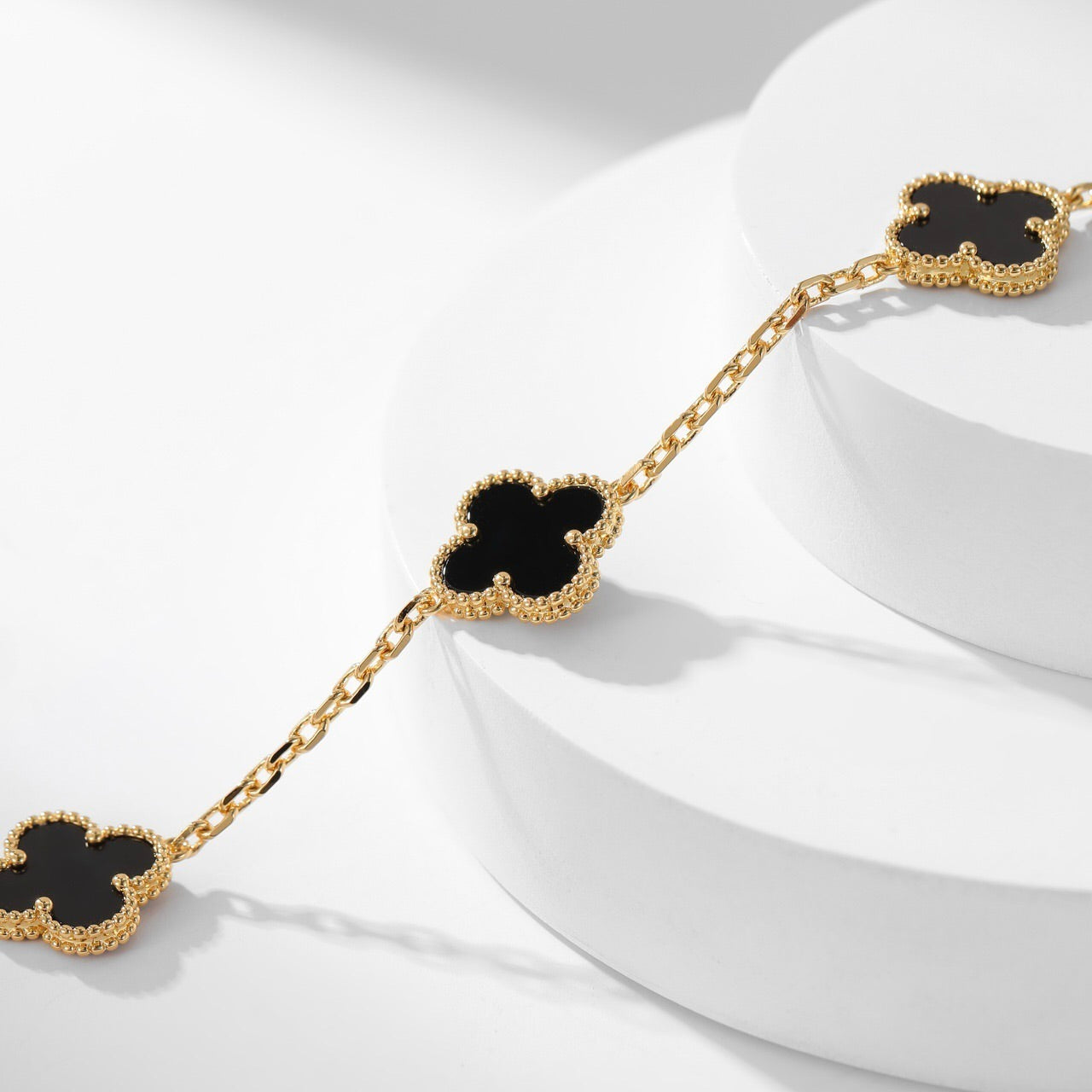 [Star Jewelry]CLOVER 10 MOTIFS ONYX NECKLACE