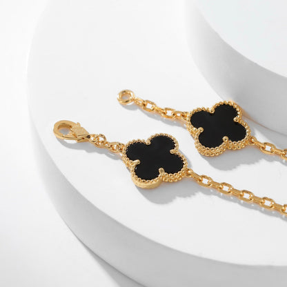 [Star Jewelry]CLOVER 10 MOTIFS ONYX NECKLACE