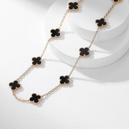 [Star Jewelry]CLOVER 10 MOTIFS ONYX NECKLACE