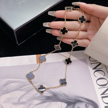 [Star Jewelry]CLOVER 10 MOTIFS ONYX NECKLACE