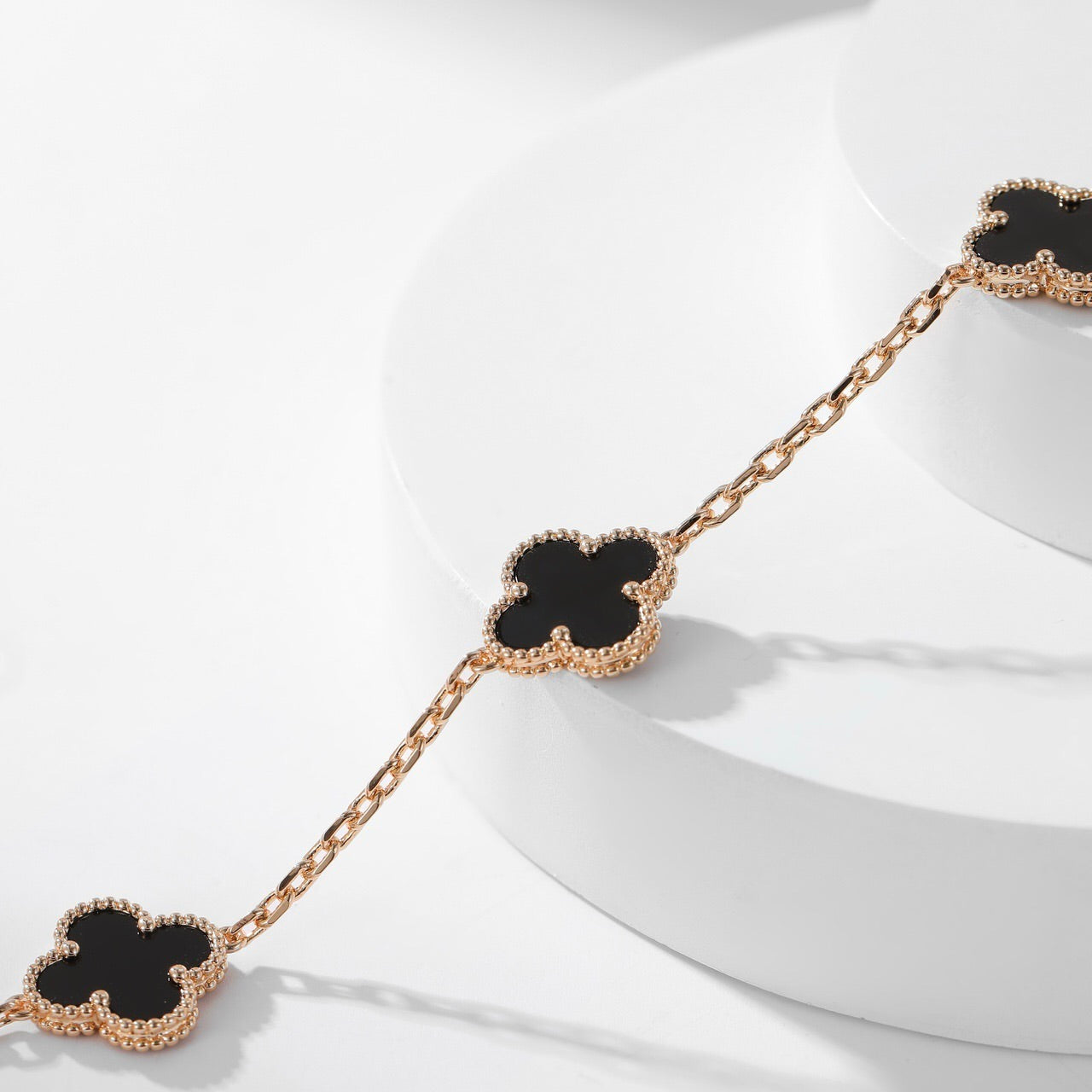 [Star Jewelry]CLOVER 10 MOTIFS ONYX NECKLACE