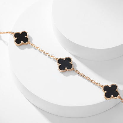 [Star Jewelry]CLOVER 10 MOTIFS ONYX NECKLACE