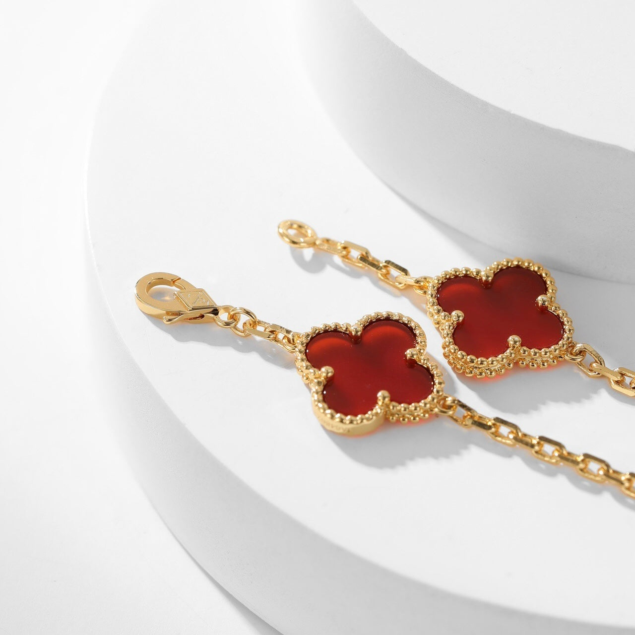[Star Jewelry]CLOVER 10 MOTIFS CARNELIAN NECKLACE
