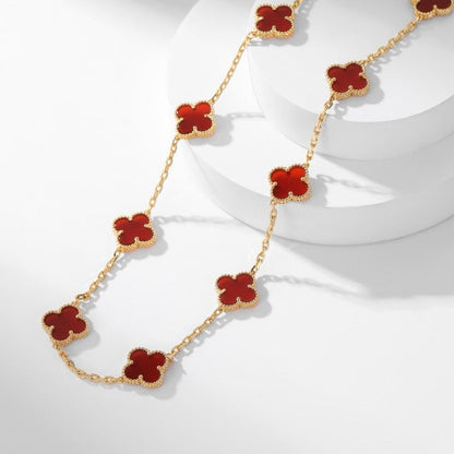 [Star Jewelry]CLOVER 10 MOTIFS CARNELIAN NECKLACE
