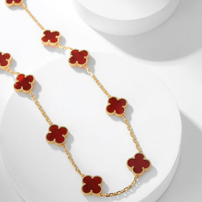 [Star Jewelry]CLOVER 10 MOTIFS CARNELIAN NECKLACE