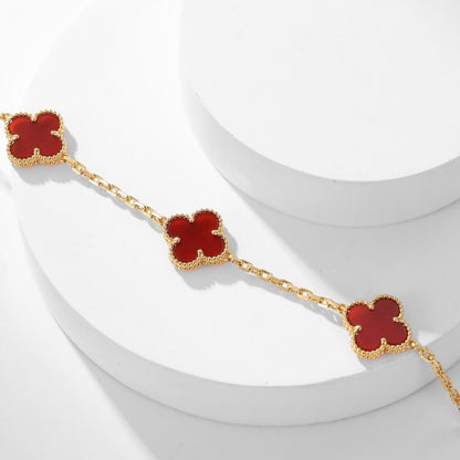 [Star Jewelry]CLOVER 10 MOTIFS CARNELIAN NECKLACE