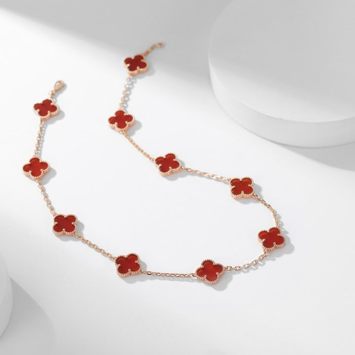 [Star Jewelry]CLOVER 10 MOTIFS CARNELIAN NECKLACE