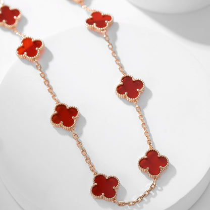 [Star Jewelry]CLOVER 10 MOTIFS CARNELIAN NECKLACE