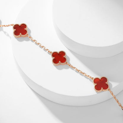 [Star Jewelry]CLOVER 10 MOTIFS CARNELIAN NECKLACE