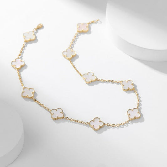 [Star Jewelry]CLOVER 10 MOTIFS WHITE MOTHER OF PEARL NECKLACE