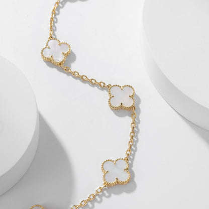 [Star Jewelry]CLOVER 10 MOTIFS WHITE MOTHER OF PEARL NECKLACE